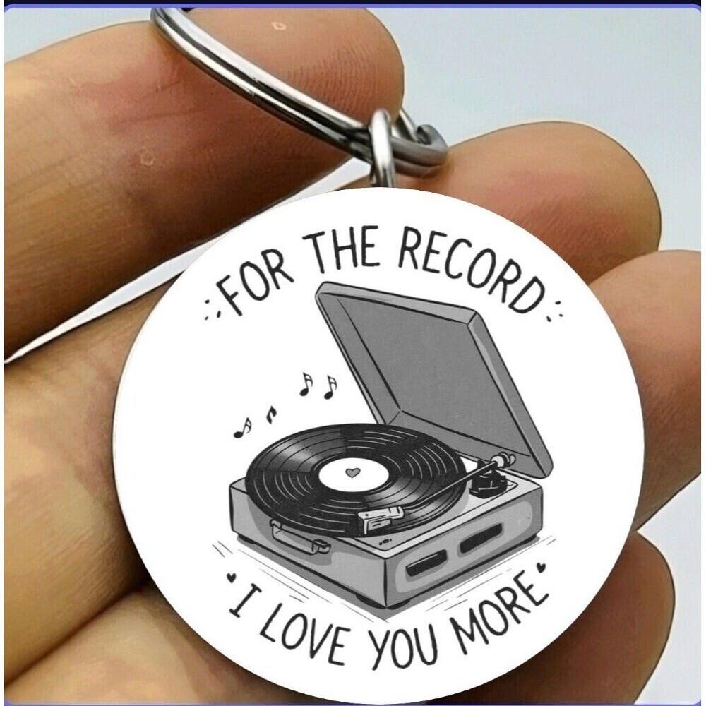 Music Record Song I Love You More Stainless Keychain Lover Sweet Couple